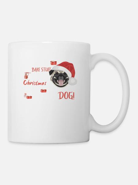 Mops Frohe Weihnachten - Tasse - Weiß