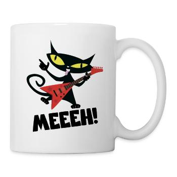 Black Cat Rocker Playing Electric Guitar - Mug - white - Right