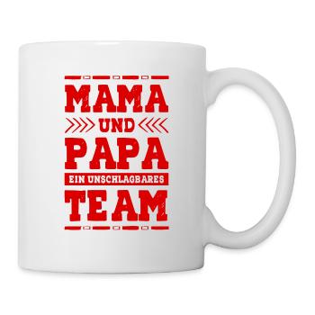 mama und papa team - Tasse - Weiß - Rechts