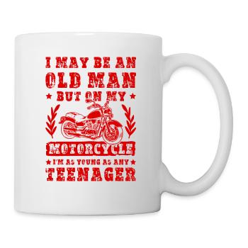 Motorrad alter mann - Tasse - Weiß - Rechts