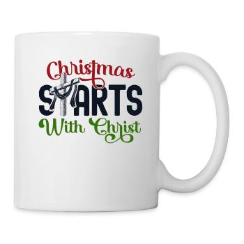 Christmas Starts With Christ Christian Cross Jesus - Mug - white - Right