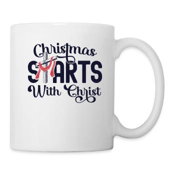 Christmas Starts With Christ Cross Jesus Christian - Mug - white - Right