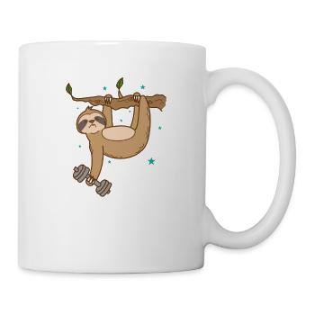 Faultier mit Hantel macht Fitness faul - Tasse - Weiß - Rechts