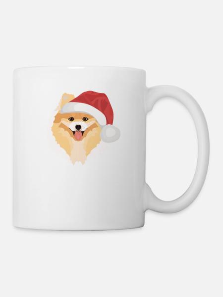 Zwergspitz Frohe Weihnachten - Tasse - Weiß