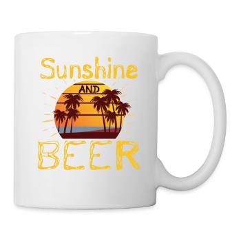 Cadeaux d’été Palmiers tropicaux Soleil et Bière - Mug blanc - blanc - Droite