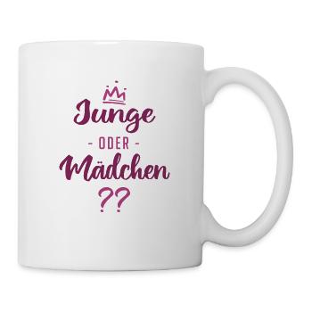 Junge oder Mädchen? Schwanger - Schwangerschaft - Tasse - Weiß - Rechts