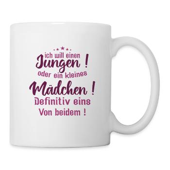 Kleiner Junge | ich will einen jungen oder ein - Tasse - Weiß - Rechts