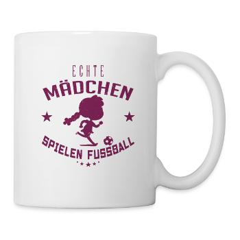 Echte Mädchen Spielen Fussball, Frauenfußball ! - Tasse - Weiß - Rechts