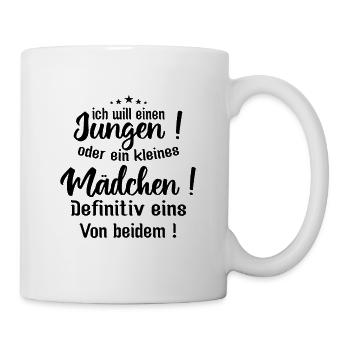 Kleiner Junge | ich will einen jungen oder ein - Tasse - Weiß - Rechts