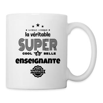 super enseignante 100% parfaite humour - Mug blanc - blanc - Droite