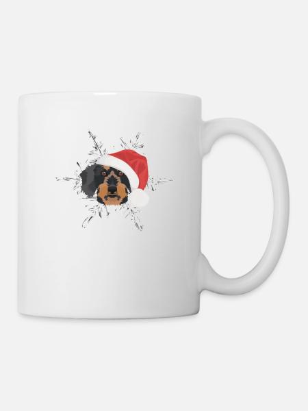 Teckel à poil dur Joyeux Noël - Mug blanc - blanc