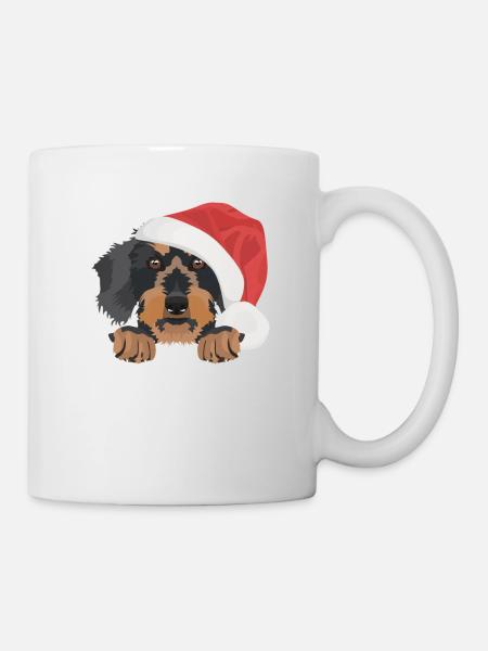 Teckel à poil dur Joyeux Noël - Mug blanc - blanc