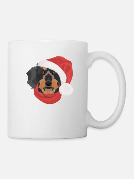 Wire-haired Dachshund Merry Christmas - Mug - white