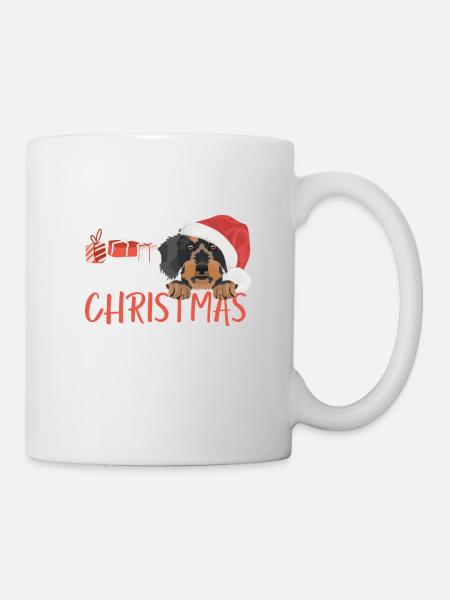 Teckel à poil dur Joyeux Noël - Mug blanc - blanc