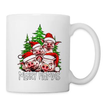 Merry pigmas Christmas pig happy pig - Mug - white - Right