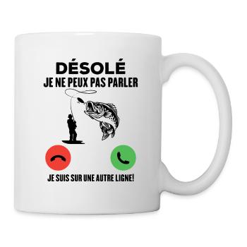 Je ne peux pas parler, je suis sur une autre ligne - Mug blanc - blanc - Droite