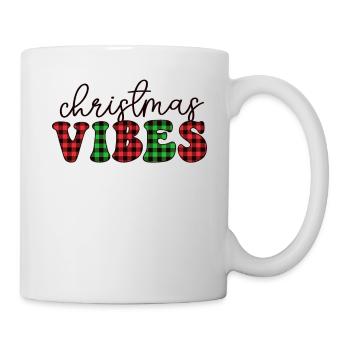 Christmas Vibes Buffalo Plaid Retro Christmas - Mug - white - Right