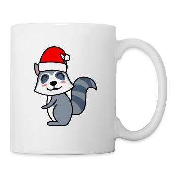Raccoon Comic Noël - Mug blanc - blanc - Droite