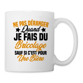 Cadeau humour ne pas déranger bricolage bière - Mug blanc - blanc - Droite