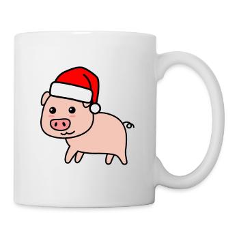 Schwein Comic Weihnachten Xmas - Tasse - Weiß - Rechts
