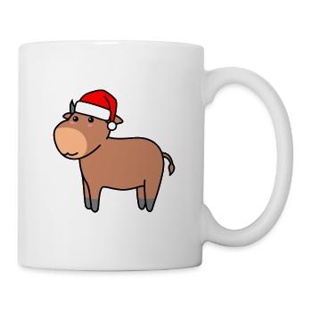 Stier Comic Weihnachten Xmas - Tasse - Weiß - Rechts