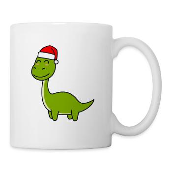 Dinosaurier brontosaurus Weihnachten Xmas - Tasse - Weiß - Rechts