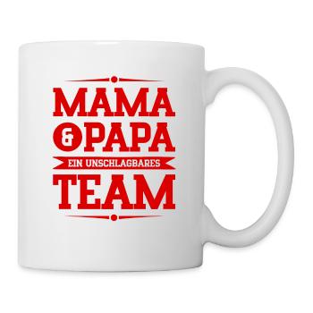 mama und papa team - Tasse - Weiß - Rechts