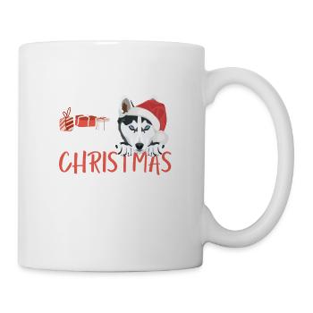 Husky Frohe Weihnachten - Tasse - Weiß - Rechts