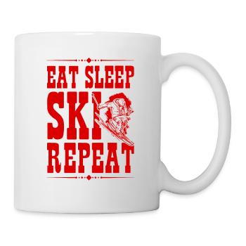 Eat Sleep Ski Repeat - Tasse - Weiß - Rechts