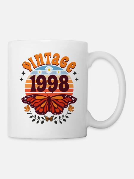 Rétro et Vintage 1998 Femme 25 Ans Anniversaire - Mug blanc - blanc