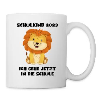 Schulkind 2023 Löwe Deko Einschulung Erstklässler - Tasse - Weiß - Rechts