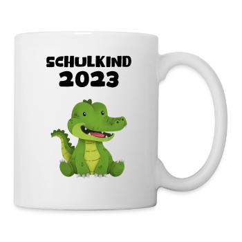Schulkind 2023 Krokodil Einschulung Erstklässler - Tasse - Weiß - Rechts