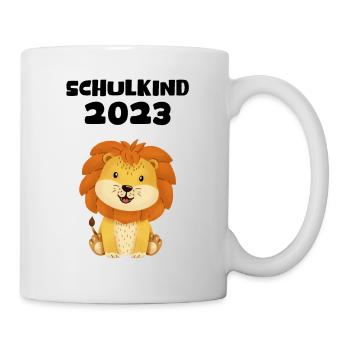 Schulkind 2023 Löwe Deko Einschulung Erstklässler - Tasse - Weiß - Rechts