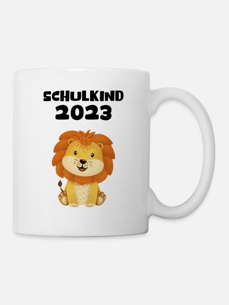Schulkind 2023 Löwe Deko Einschulung Erstklässler - Tasse - Weiß