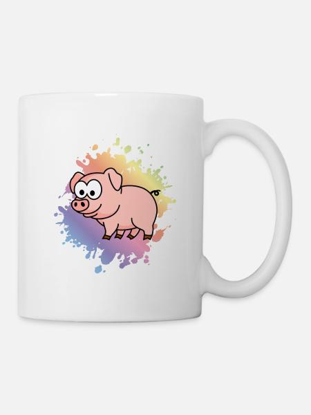 Schwein Comic Tier - Tasse - Weiß