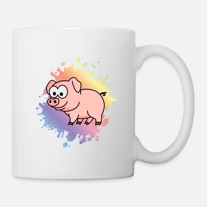 Schwein Comic Tier - Tasse - Weiß