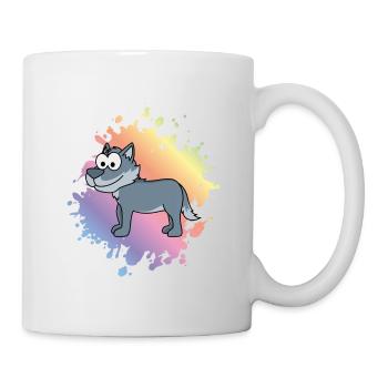 Wolf Comic Tier - Tasse - Weiß - Rechts