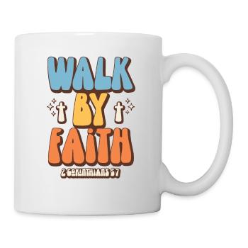 Walk by Faith Christian Verses Jesus Cross - Mug - white - Right