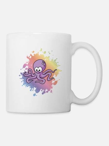 Krake Comic Tier - Tasse - Weiß