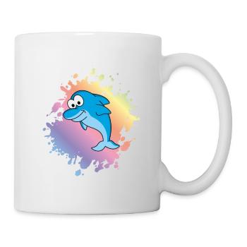 Delfin Comic Tier - Tasse - Weiß - Rechts