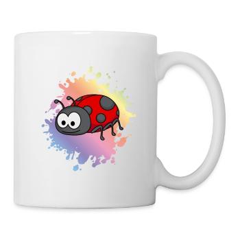 Marienkäfer Comic Tier - Tasse - Weiß - Rechts