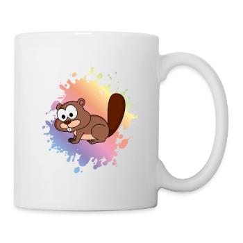 Biber Comic Tier - Tasse - Weiß - Rechts
