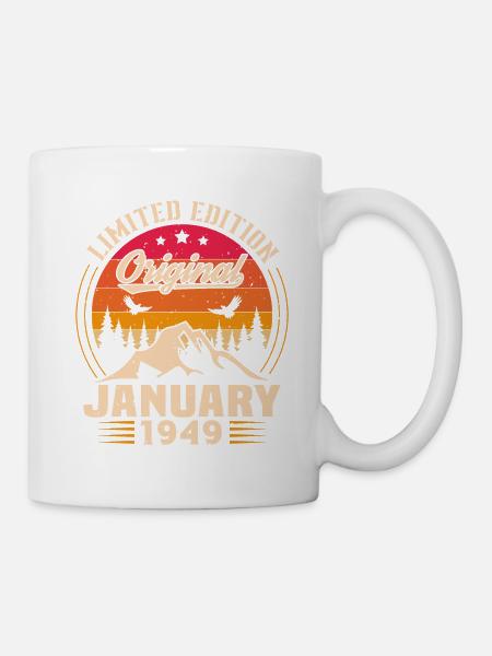 Geburtstagsgeschenk geboren im Januar 1949 - Tasse - Weiß