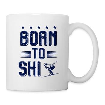 Né pour skier - Mug blanc - blanc - Droite