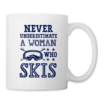 don't underestimate a ski woman - Mug - white - Right