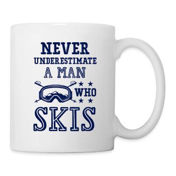 don't underestimate a ski man - Mug - white - Right