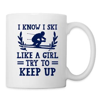 Skiez comme une fille - Mug blanc - blanc - Droite