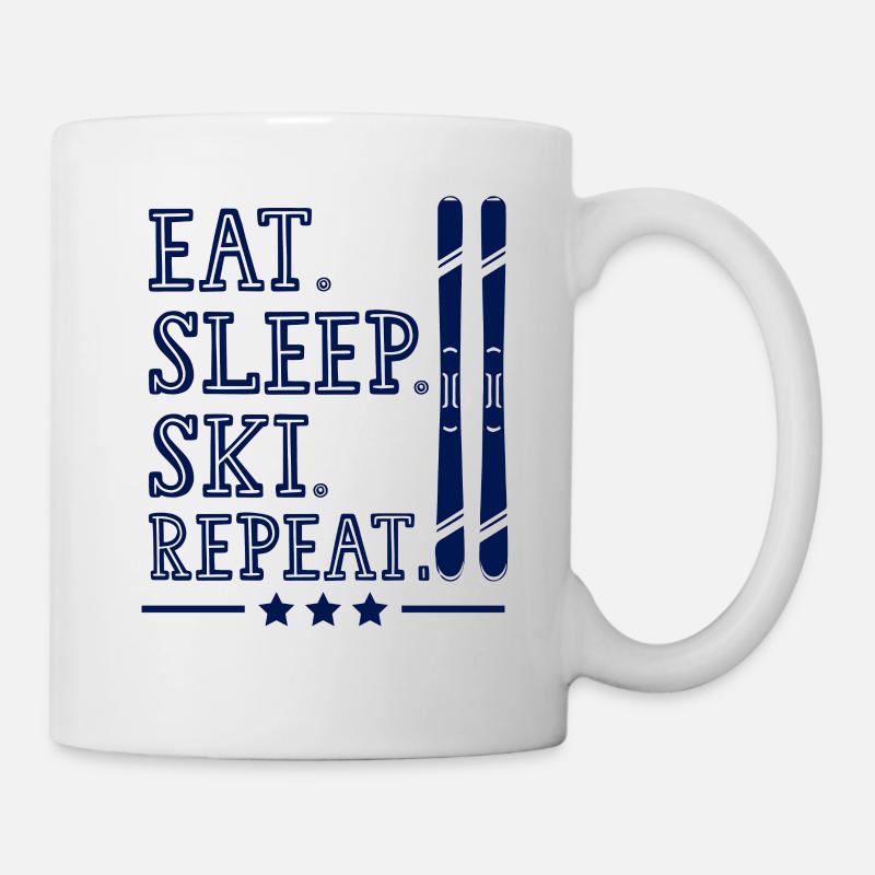 eat sleep skiing repeat - Tasse - Weiß