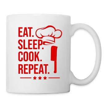 Manger dormir cuisiner répéter - Mug blanc - blanc - Droite