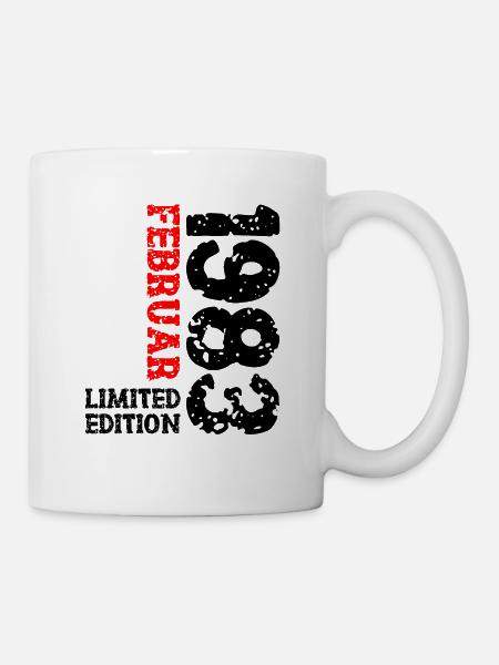 1983 Februar Limited Edition Geburtstag Mann Frau - Tasse - Weiß